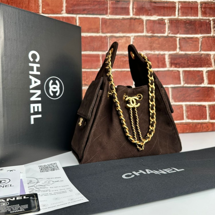 CHNL 25 HANDBAG SUET ACİ KAHVE
